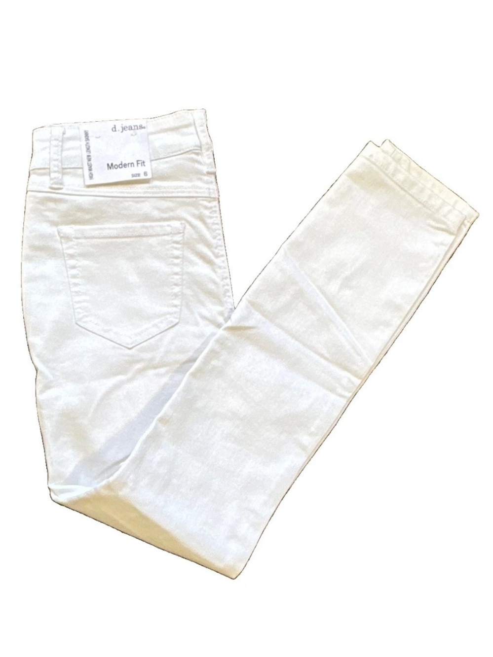 d. jeans Women's White Skinny Jeans High Rise Modern Fit Stretch Pockets Size 6